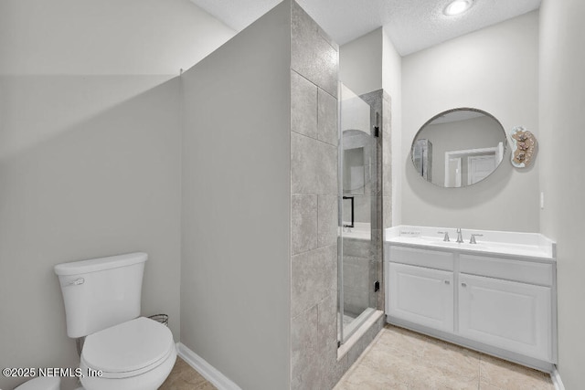 1728 Dartmoor Ln, Ponte Vedra, FL 32081 - full bathroom with a stall shower, vanity, tile patterned floors, and a textured ceiling