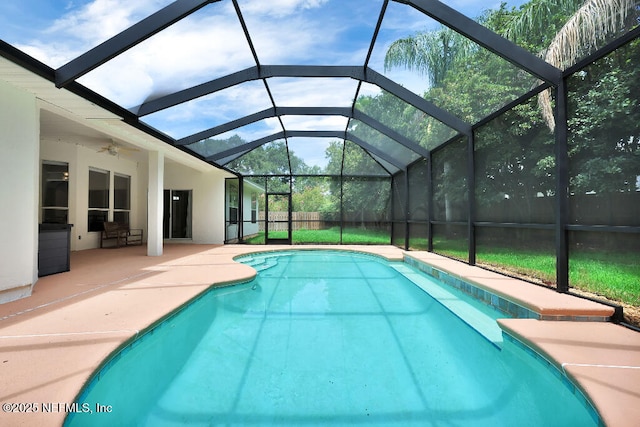1728 Dartmoor Ln, Ponte Vedra, FL 32081 - swimming pool featuring a patio, a ceiling fan, and a lanai