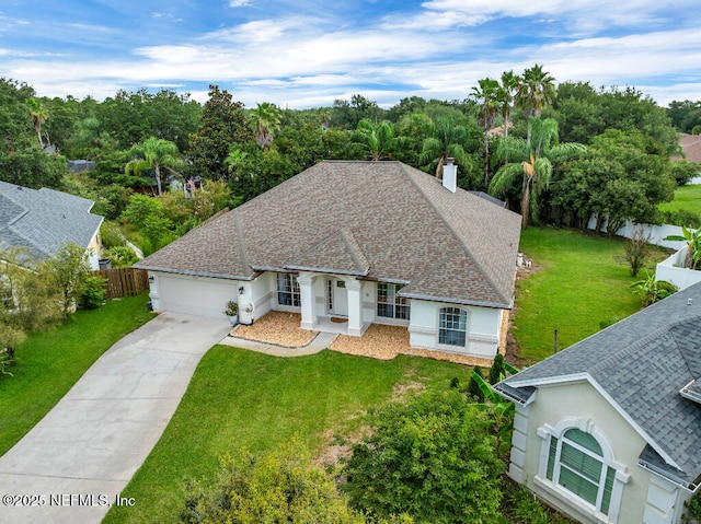 1728 Dartmoor Ln, Ponte Vedra, FL 32081 - view of front of property featuring concrete driveway, roof with shingles, a porch, a garage, and stucco siding