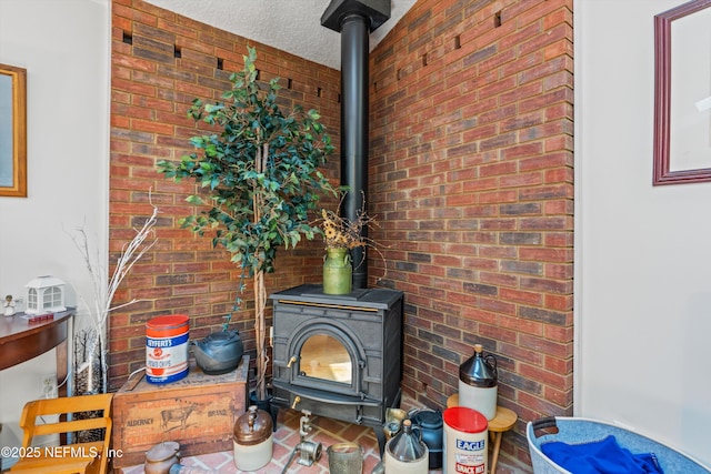 5566 Don Manuel Rd, Elkton, FL 32033 - detailed view of a wood stove and brick wall