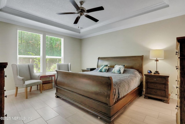 363 Latrobe Ave, Saint Augustine, FL 32095 - bedroom with a raised ceiling, crown molding, and ceiling fan