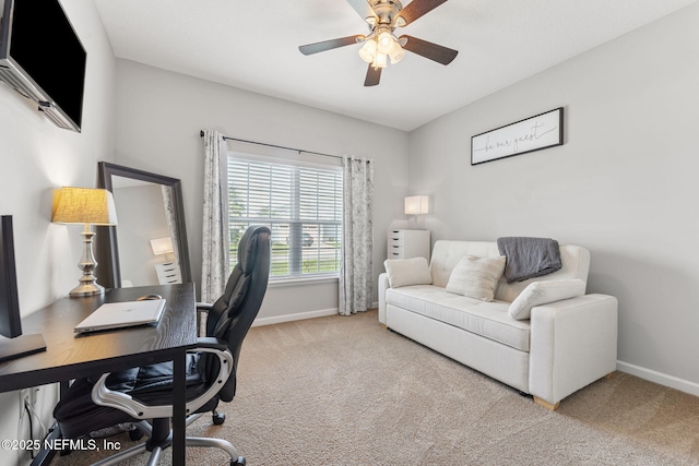 47 Mercutio Ln, Saint Augustine, FL 32092 - carpeted office space with baseboards and ceiling fan