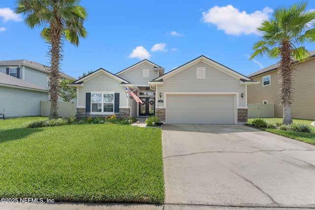 47 Mercutio Ln, Saint Augustine, FL 32092 - craftsman-style house with stone siding, a garage, and concrete driveway