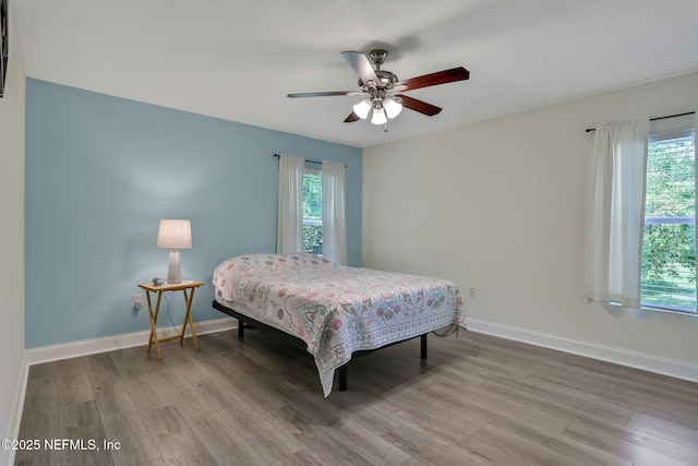 35 Root Ln, Saint Augustine, FL 32084 - bedroom with multiple windows, light wood finished floors, and ceiling fan
