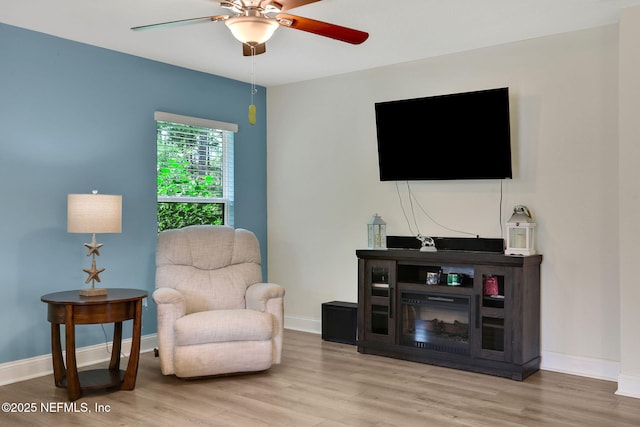 35 Root Ln, Saint Augustine, FL 32084 - sitting room with ceiling fan and wood finished floors