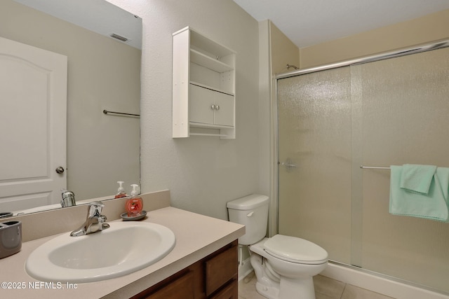 35 Root Ln, Saint Augustine, FL 32084 - bathroom featuring a stall shower, vanity, and tile patterned floors