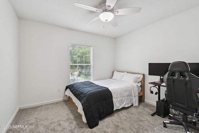 1083 Three Forks Ct, Saint Augustine, FL 32092 - carpeted bedroom with an office area, a textured ceiling, and a ceiling fan