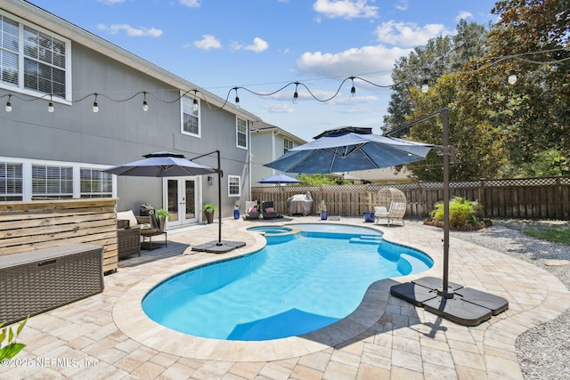 1083 Three Forks Ct, Saint Augustine, FL 32092 - view of pool featuring french doors, a patio area, and a fenced backyard