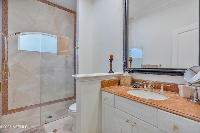 112 Harbourmaster Ct, Ponte Vedra Beach, FL 32082 - bathroom featuring tiled shower, vanity, and crown molding
