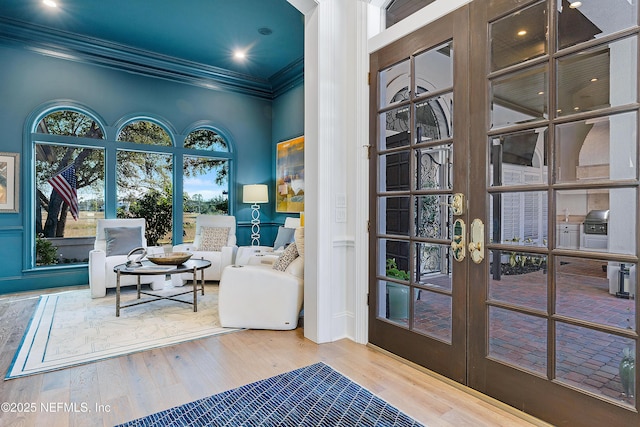 112 Harbourmaster Ct, Ponte Vedra Beach, FL 32082 - entryway with ornamental molding, french doors, and wood finished floors
