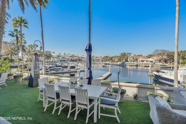 112 Harbourmaster Ct, Ponte Vedra Beach, FL 32082 - view of patio / terrace with a boat dock and a water view