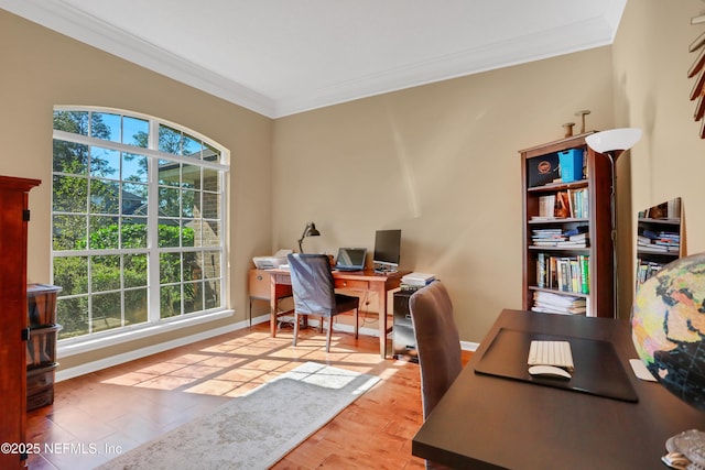 1685 Pinecrest Dr, Fleming Island, FL 32003 - office featuring crown molding and wood finished floors