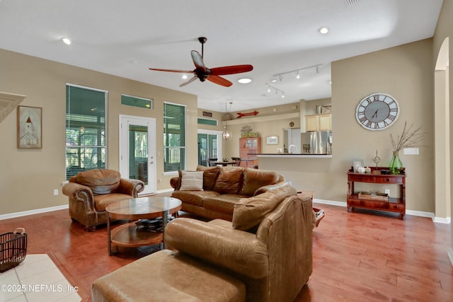 1685 Pinecrest Dr, Fleming Island, FL 32003 - living area with ceiling fan, wood finished floors, and recessed lighting