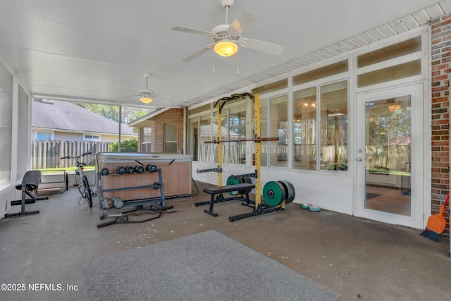 1685 Pinecrest Dr, Fleming Island, FL 32003 - view of patio with a hot tub and ceiling fan