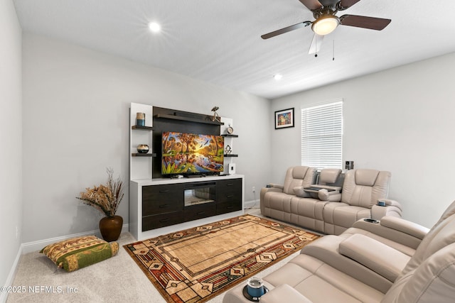 902 Orange Branch Trl, Saint Johns, FL 32259 - carpeted living area featuring a ceiling fan and recessed lighting