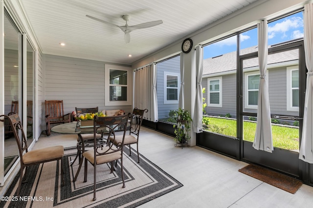 902 Orange Branch Trl, Saint Johns, FL 32259 - sunroom / solarium featuring a ceiling fan and outdoor dining area