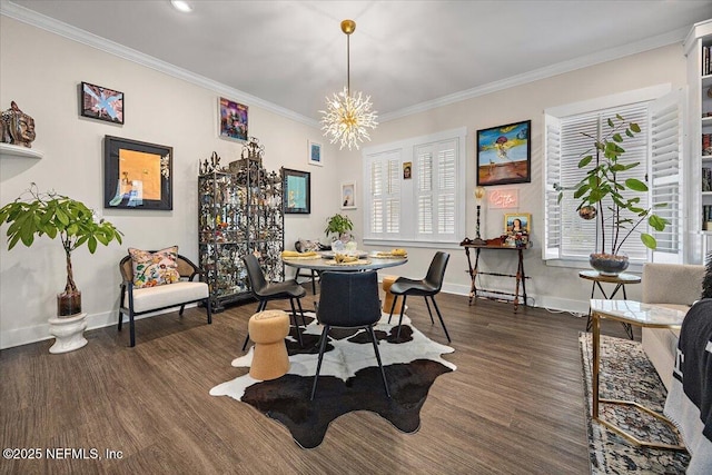 1639 Maritime Oak Dr, Atlantic Beach, FL 32233 - dining space featuring wood finished floors, a chandelier, and crown molding
