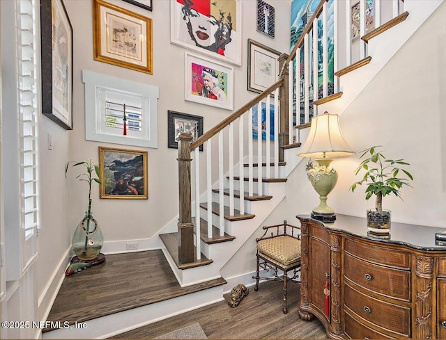1639 Maritime Oak Dr, Atlantic Beach, FL 32233 - staircase featuring wood finished floors and baseboards