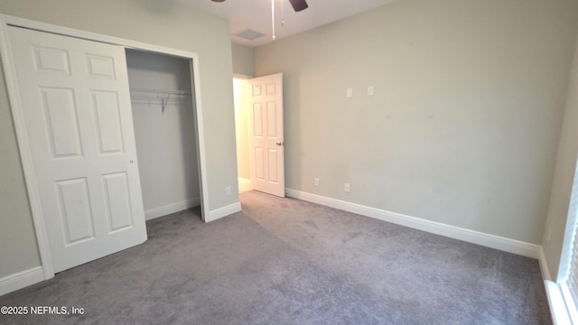 228 Clayton St, Brandon, FL 33511 - unfurnished bedroom featuring carpet, a closet, and ceiling fan