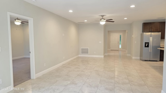 228 Clayton St, Brandon, FL 33511 - unfurnished living room featuring a ceiling fan, recessed lighting, and light tile patterned floors