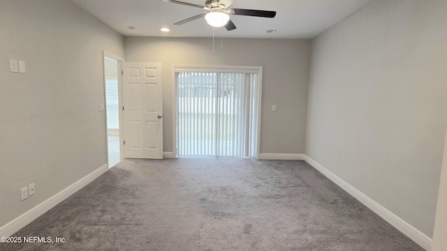 228 Clayton St, Brandon, FL 33511 - carpeted empty room with ceiling fan and recessed lighting