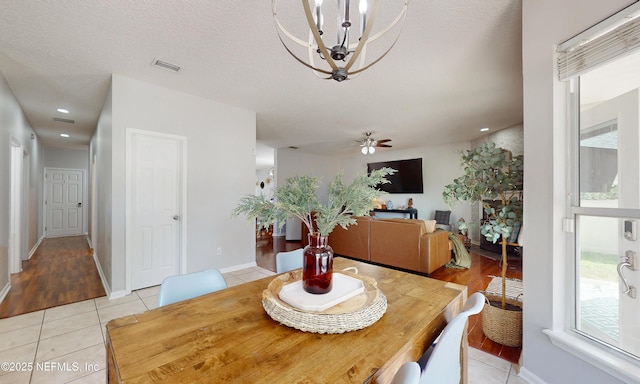 1361 Wekiva Way, Saint Augustine, FL 32092 - dining room with a chandelier, light tile patterned floors, a ceiling fan, and recessed lighting