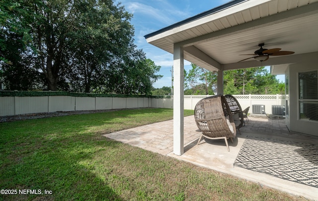 1361 Wekiva Way, Saint Augustine, FL 32092 - fenced backyard featuring a ceiling fan and a patio