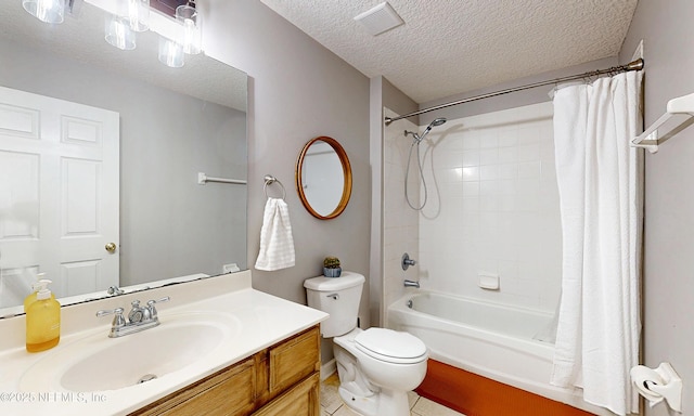 1361 Wekiva Way, Saint Augustine, FL 32092 - full bath featuring shower / bath combo, vanity, tile patterned flooring, and a textured ceiling