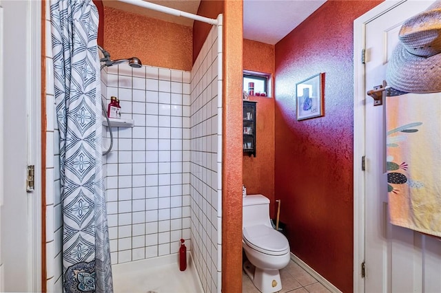 4390 El Camino Rd, Bullhead City, AZ 86429 - bathroom with a shower stall, a textured wall, and tile patterned floors