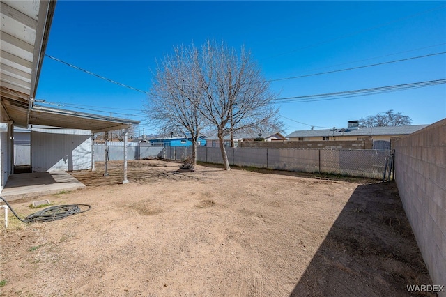 view of yard featuring a fenced backyard