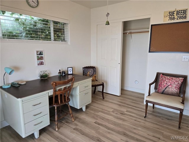 office with light wood-style floors