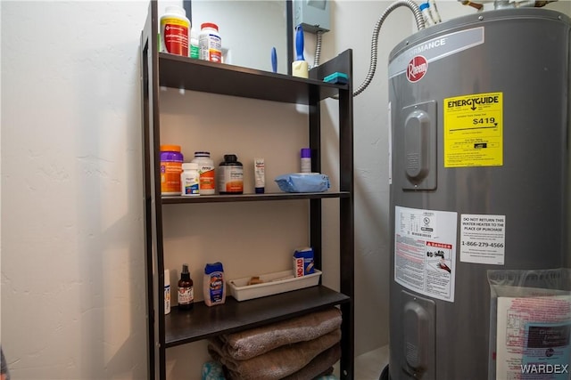 utility room with water heater