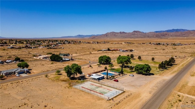 bird's eye view featuring a mountain view, a rural view, and a desert view