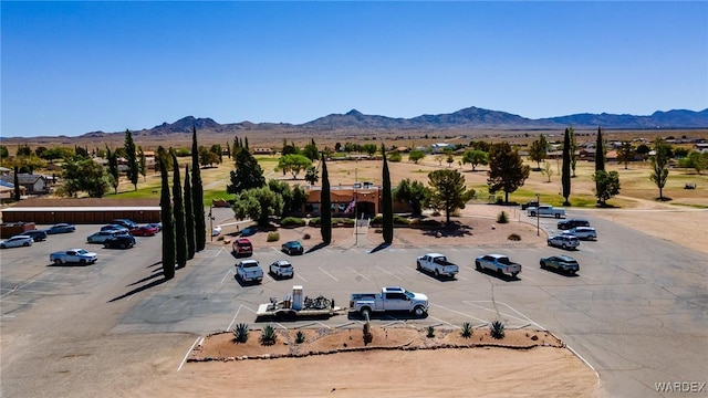 birds eye view of property with a mountain view