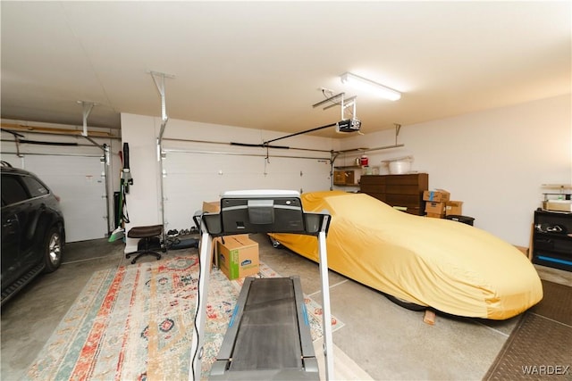 garage with a garage door opener