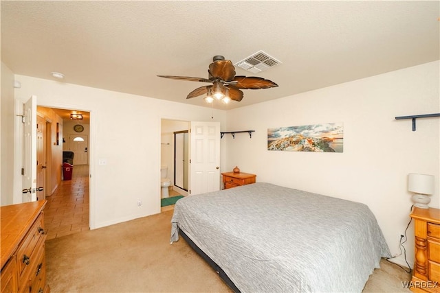 3144 N Prescott St, Kingman, AZ 86401 - bedroom featuring a ceiling fan, visible vents, and light colored carpet