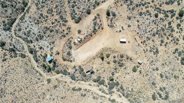 drone / aerial view with a desert view