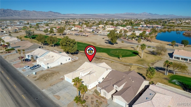 birds eye view of property featuring a residential view and a mountain view