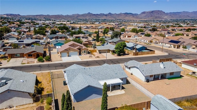 aerial view featuring a residential view and a mountain view