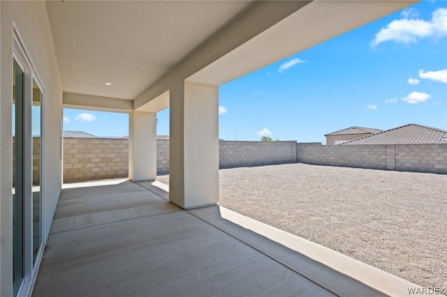 view of patio featuring a fenced backyard