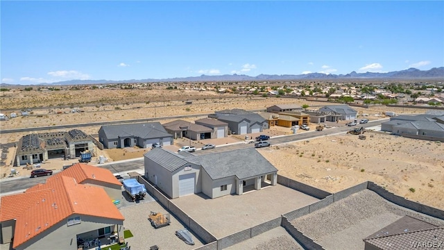 aerial view featuring a residential view and a mountain view