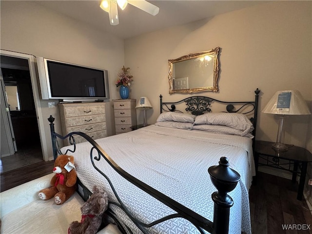 1481 E Topaz Cir Unit 2, Fort Mohave, AZ 86426 - bedroom with a ceiling fan and wood finished floors