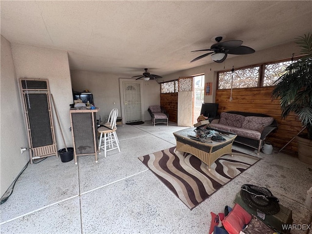 1481 E Topaz Cir Unit 2, Fort Mohave, AZ 86426 - view of patio / terrace featuring ceiling fan, an outdoor hangout area, outdoor dining area, and fence
