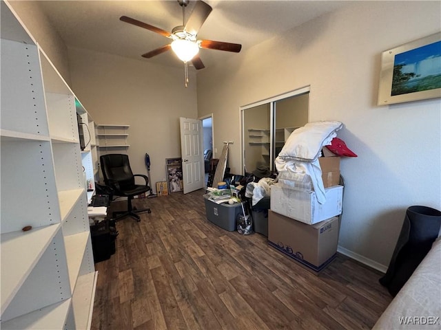 1481 E Topaz Cir Unit 2, Fort Mohave, AZ 86426 - home office with ceiling fan and dark wood-style floors