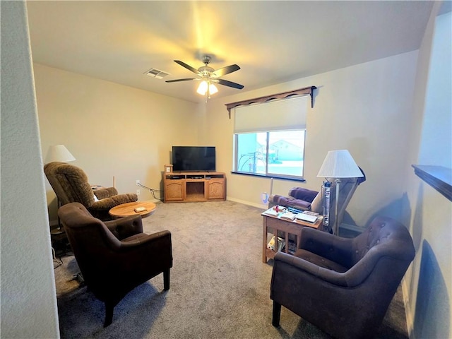 4132 Monte Silvano Ct, Kingman, AZ 86401 - living room with carpet flooring and a ceiling fan
