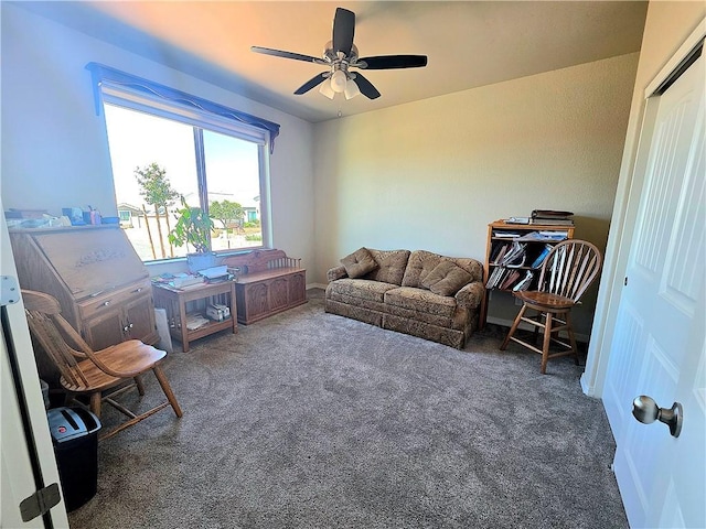 4132 Monte Silvano Ct, Kingman, AZ 86401 - living room featuring carpet floors and a ceiling fan