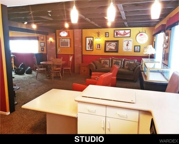 living room with carpet floors