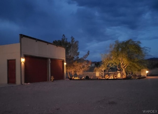 exterior space with a garage