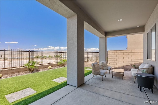 view of patio featuring a fenced backyard