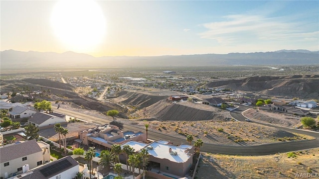 birds eye view of property featuring a residential view and a mountain view